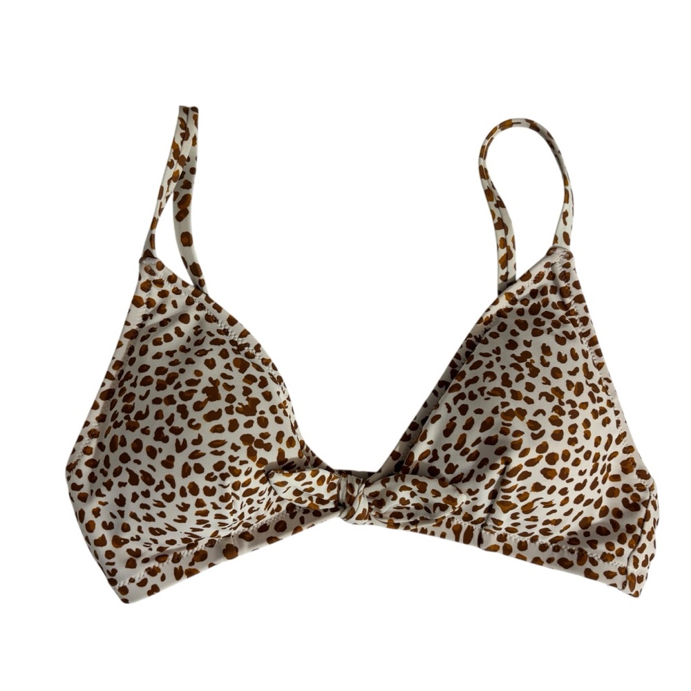 J. Crew Leopard-Print Bikini Top in Cream & Brown Spots